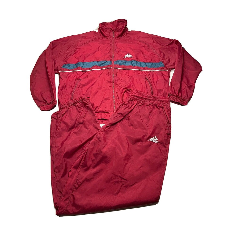 Vintage Apex Tracksuit Windbreaker Jacket Pants Size XL Maroon